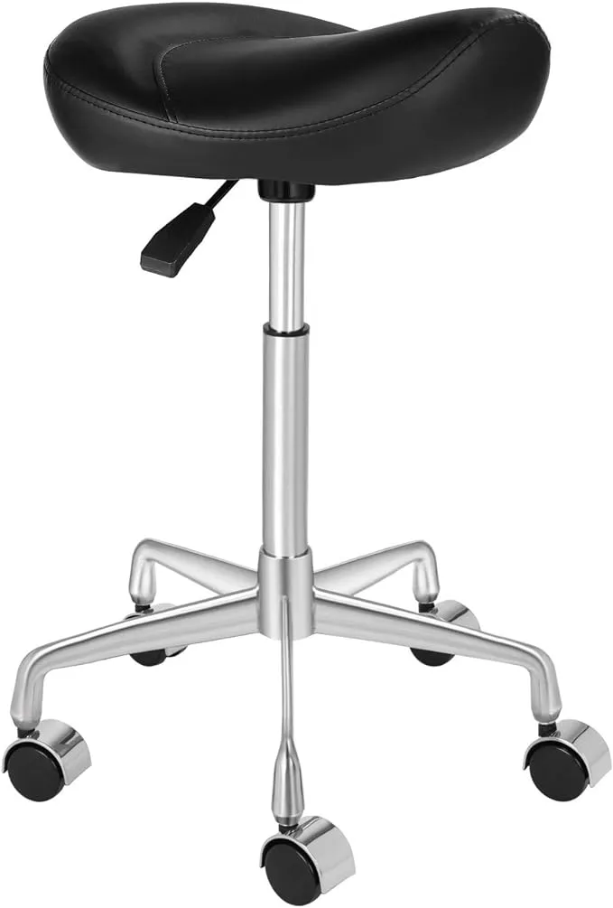 Kaleurrier Ergonomic Rolling Swivel Saddle Stool with Wheels,Hydraulic Pneumatic ...