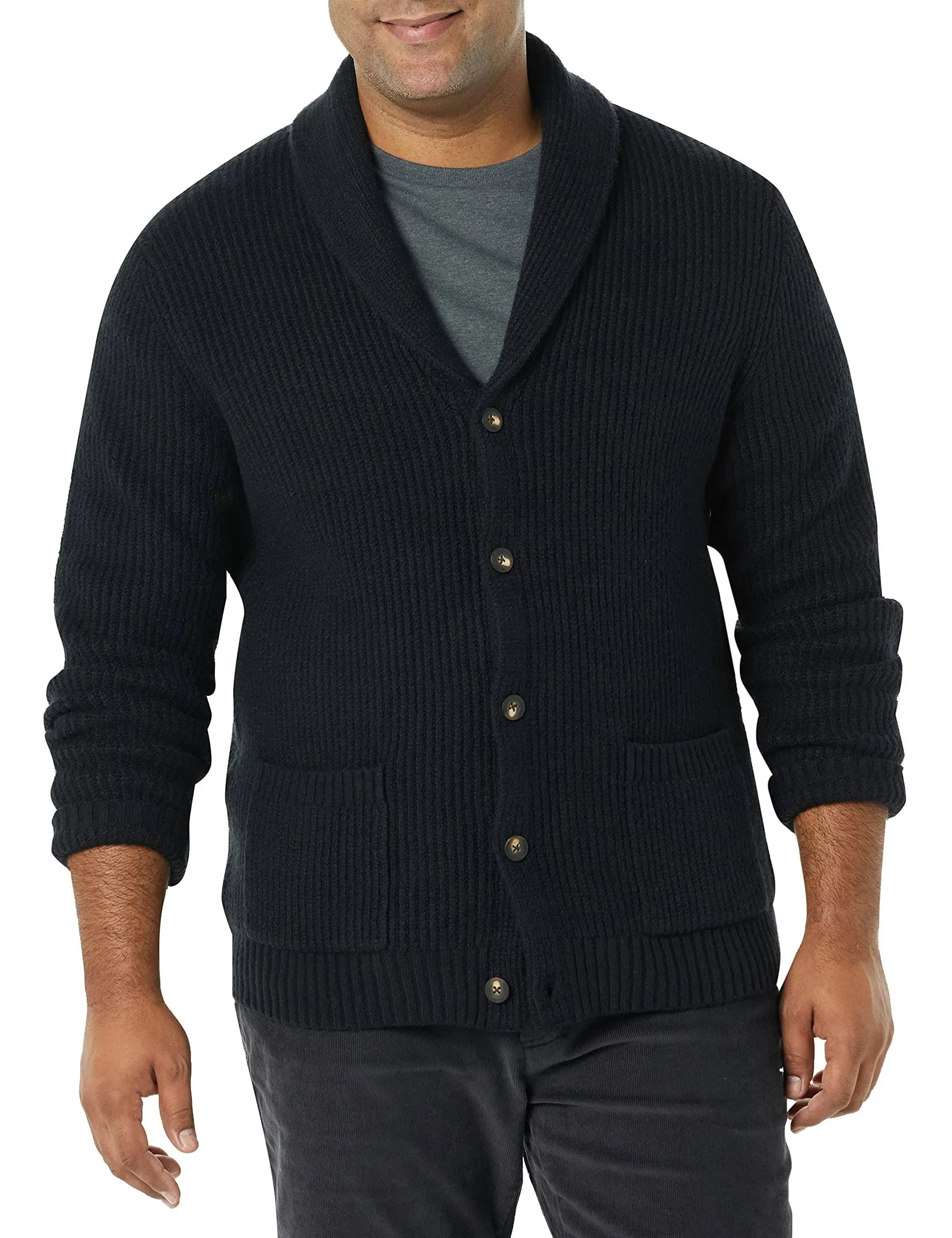 Men&#x27;s Long-Sleeve Soft Touch Shawl Collar Cardigan