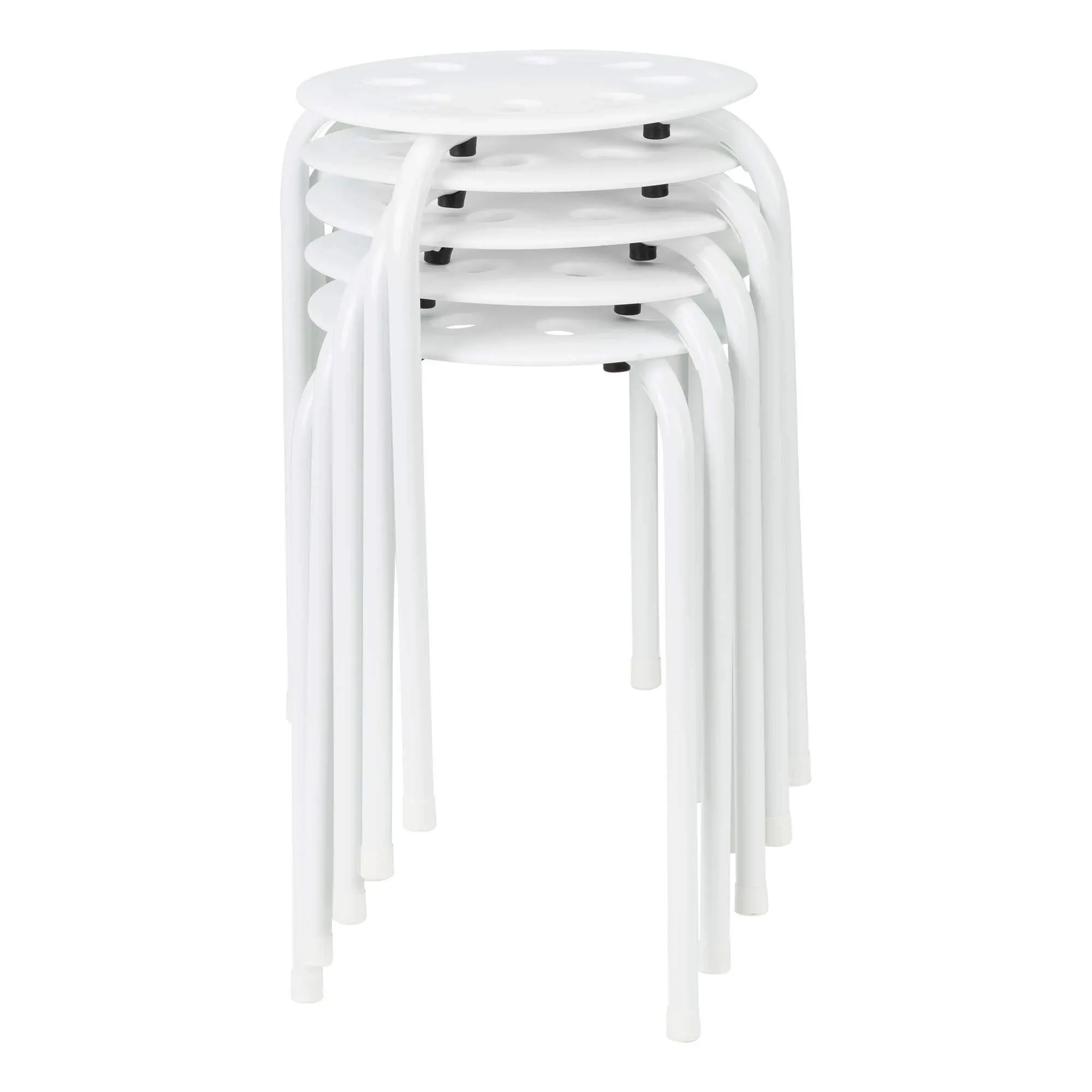 Norwood Commercial Furniture Norwood Commercial Furniture White Plastic Stack Stool with White Legs (5 Pack)