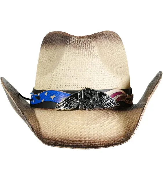 grinderPUNCH Western Outback Cowboy Hat Men's Women's Style Classic Straw Western Cowgirl Hat