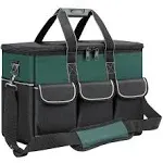 14" Heavy Duty Tools Bag, Multi-Purpose Tool Organizer Bag for Electrician/Gardener/Repairman/Contractor, Foldable Tool Bag with 14 Pockets and Adjustable Shouder Straps