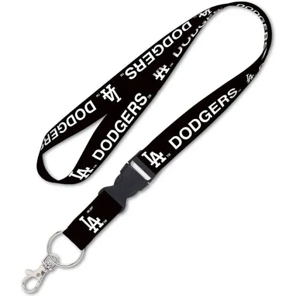 Wincraft Los Angeles Dodgers MLB  Blackout Authentic Lanyard with Detachable Buckle Black