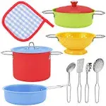 Liberty Imports Kids Play Kitchen Toys Pretend Cooking Multicolor Stainless Steel ...