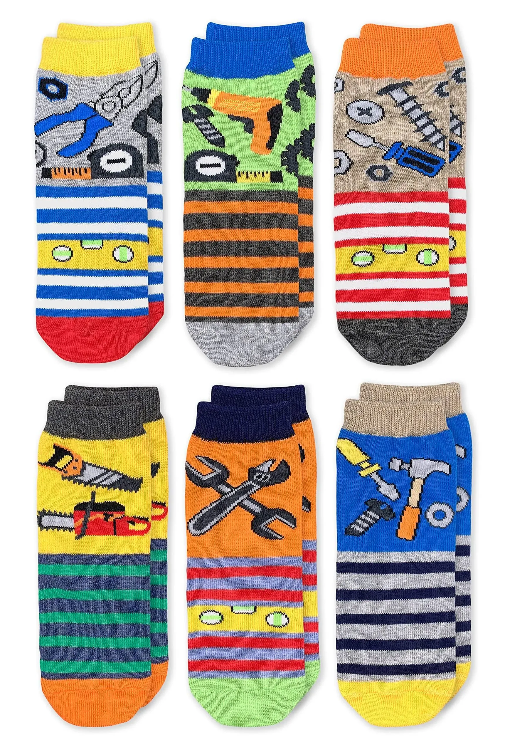 Jefferies Socks Boys Tools Pattern Crew Socks 6 Pack