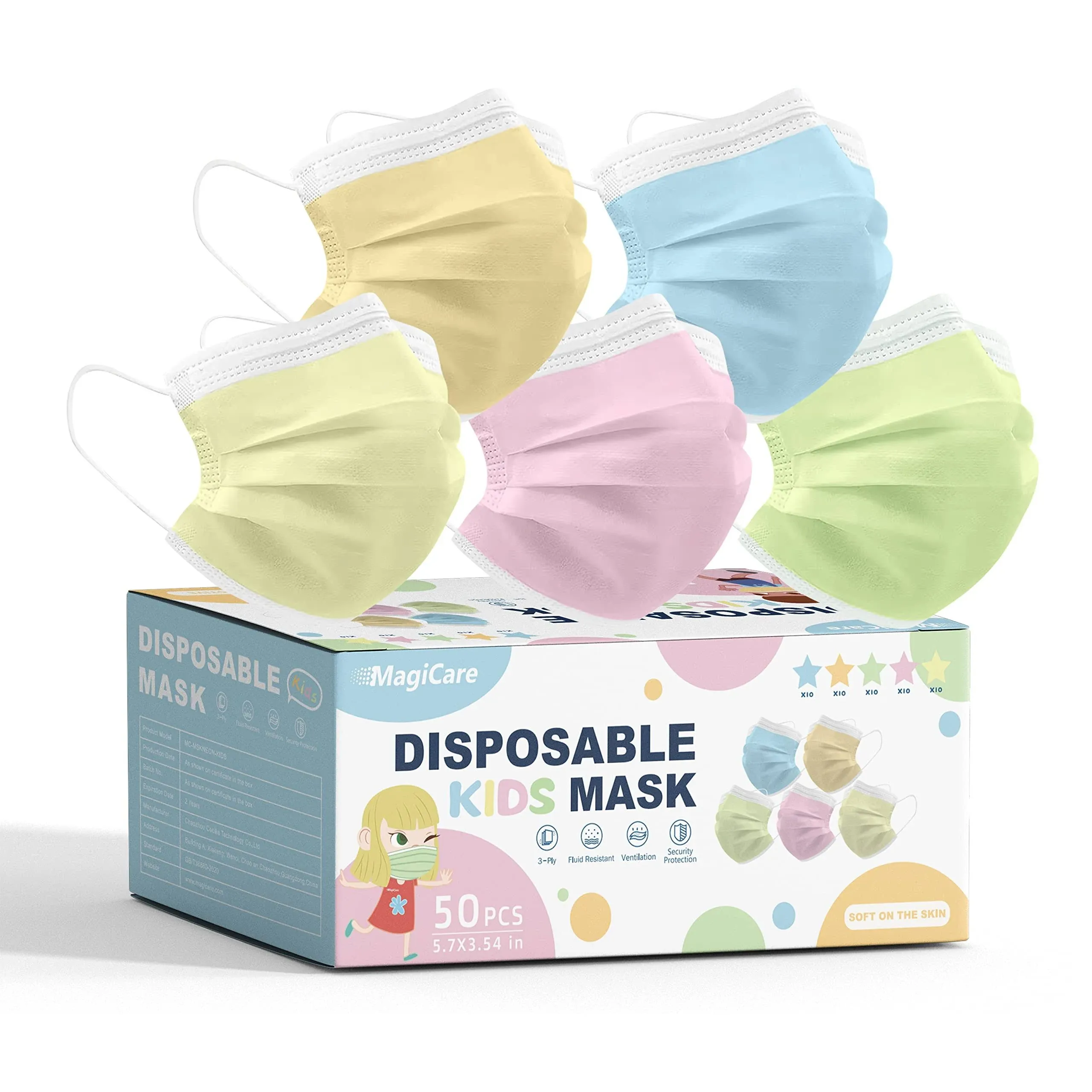 KIDS DISPOSABLE MASKS MULTI-COLOR