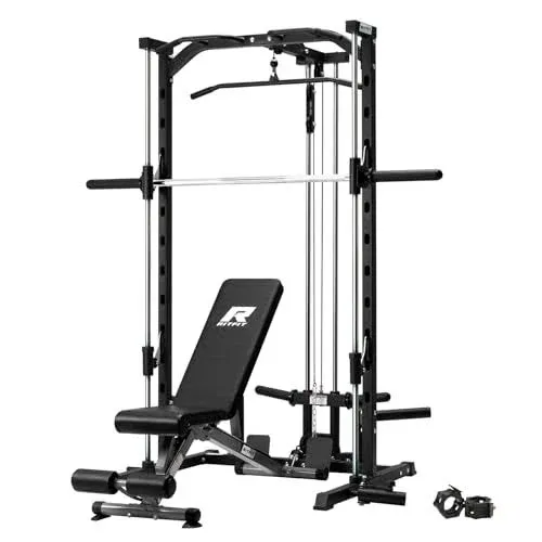 Smith Machine Power Rack with LAT-Pull Down System Landmine Barbell Bar Plate