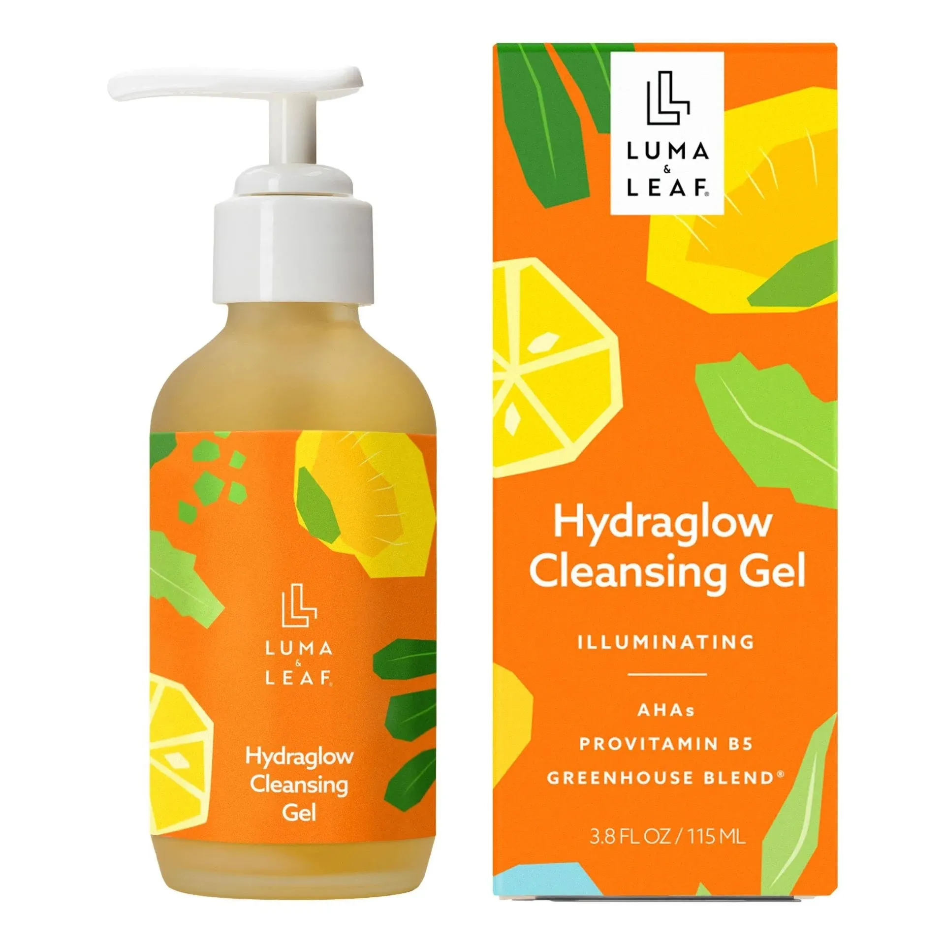 Luma & Leaf Hydraglow Cleansing Gel by Luma & Leaf, 3.8 oz Hyaluronic Acid + AHA Gel Cleanser