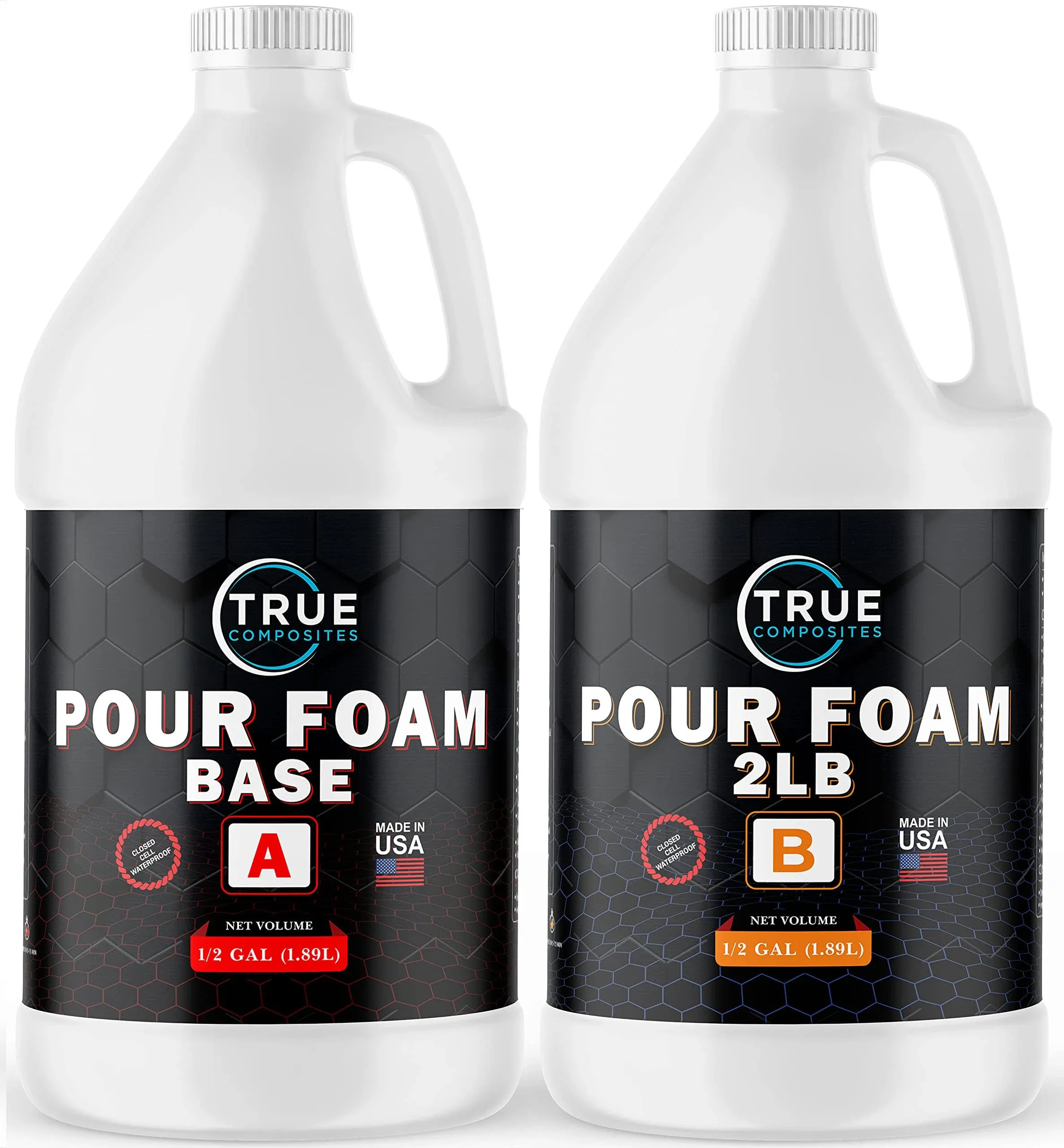 True Composites 2 Part Urethane Pour Foam, 2 lb Density, Marine Foam for Boat Flotation, Sound Proofing, Foam Insulation, Post Hole Foam, 1 Gallon