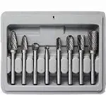 8pcs Double Cut Carbide Burr Set, 1/4 Inch Shank Tungsten Steel for Woodworking