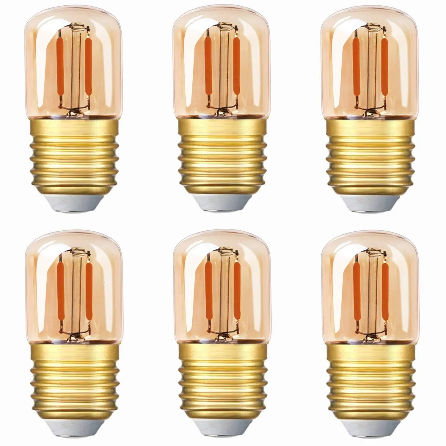 Genixgreen Low Wattage LED Light Bulb 10W Equivalent 1W E26 Mini Dim Edison Bulb Replacement Vintage Refrigerator Freezer Decorative Amber Glass Night Light Bulbs,Warm White 2200k,80LM, 6 Pack