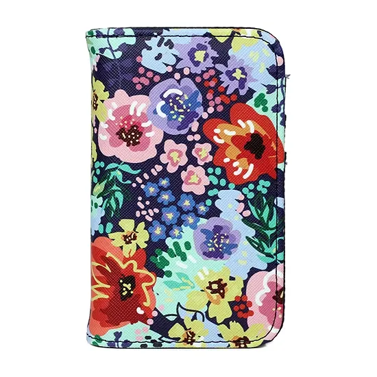 Julia Buxton Impressionist Floral Printed Vegan Leather Snap Card Case