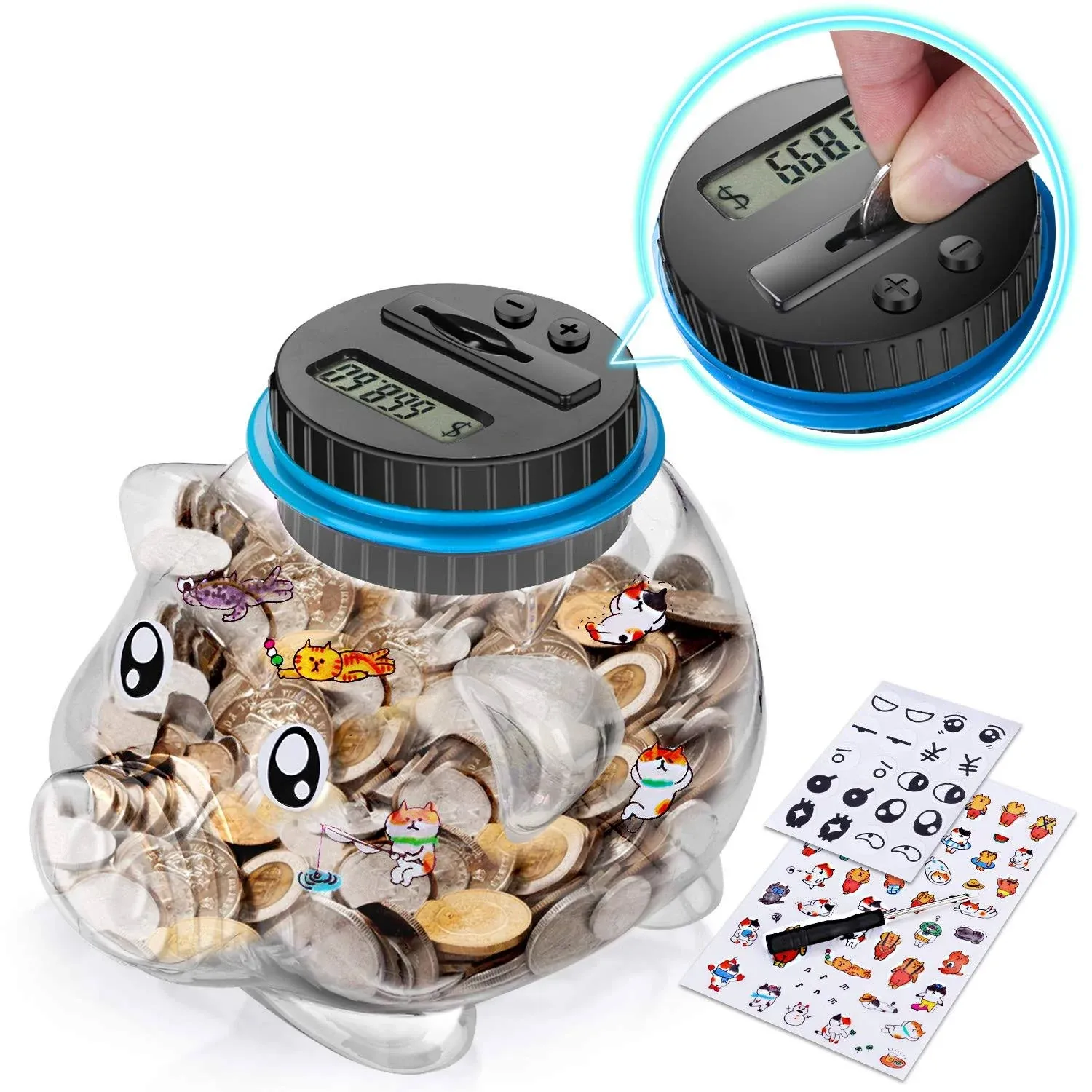 Digital Coin Piggy Bank Coin Counter for Boys and Girls Money Bank with Automatic ...