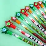 TINYMILLS 24 Pcs Pixel Miner Themed Multi Point Pencils