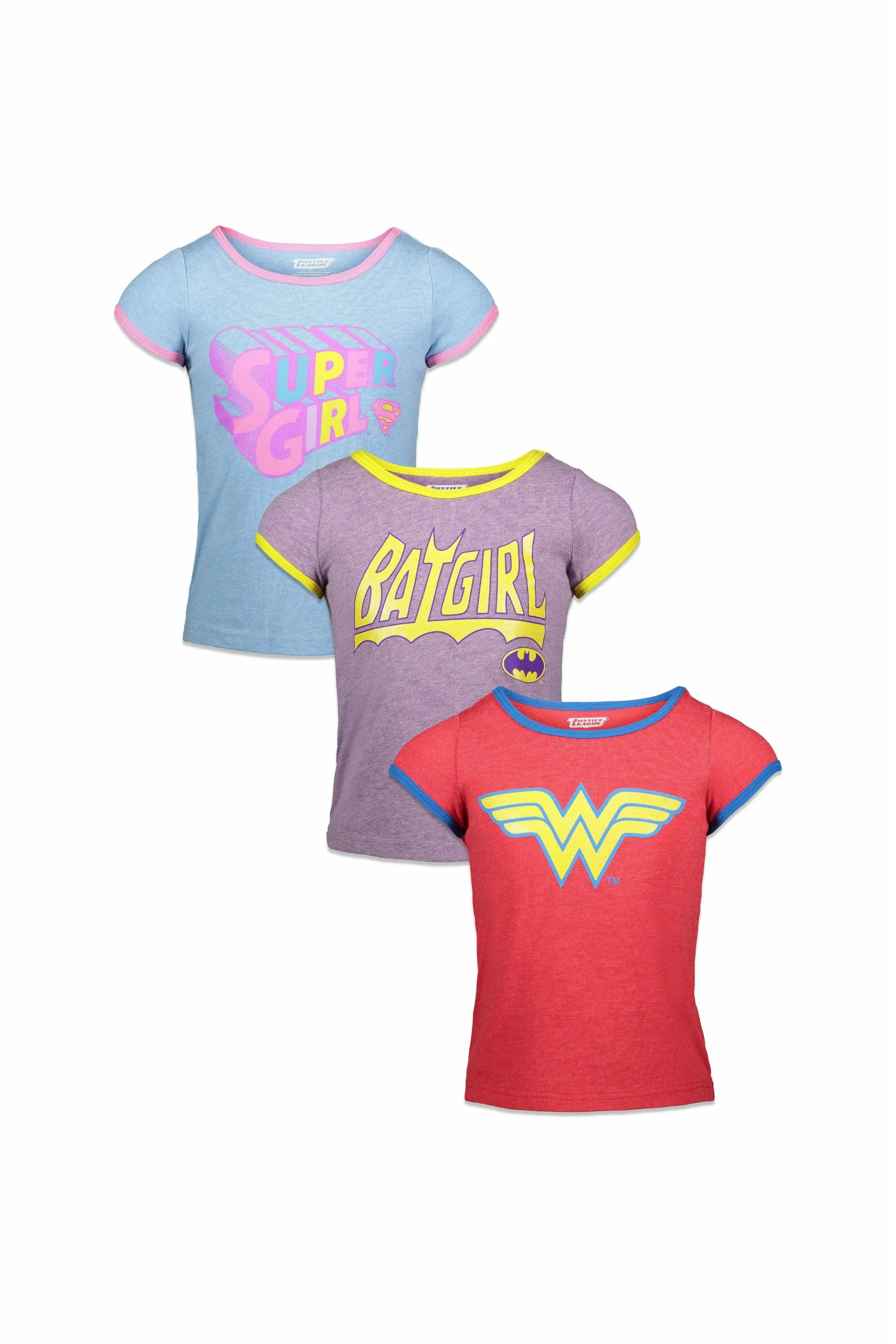 DC Comics Justice League Batgirl Super Girl Wonder Woman Girls 3 Pack T-shirts ...