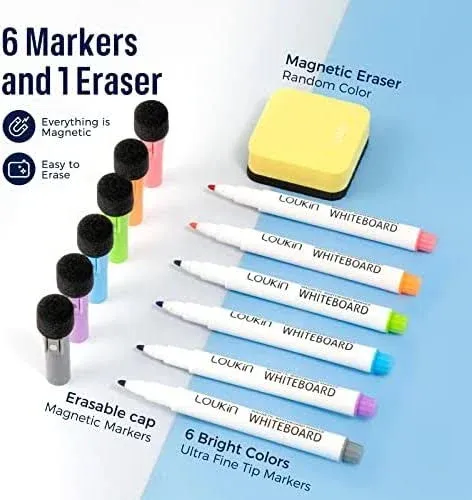 Loukin Dry Erase Checklists 4 Pack, Electrostatic Clings to Any Shiny Surface, Whiteboard Shopping List, Reusable to do List for Office, Classroom, Refrigerator, 6 Markers&1 Eraser Included