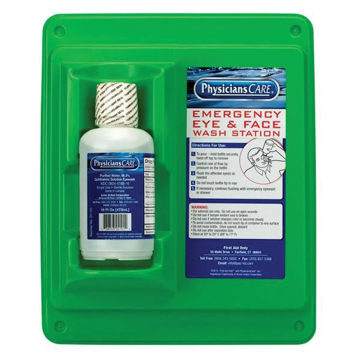 First Aid Only 24-000-001 Eyewash Station, Single 16 oz. Screw Cap Bottle