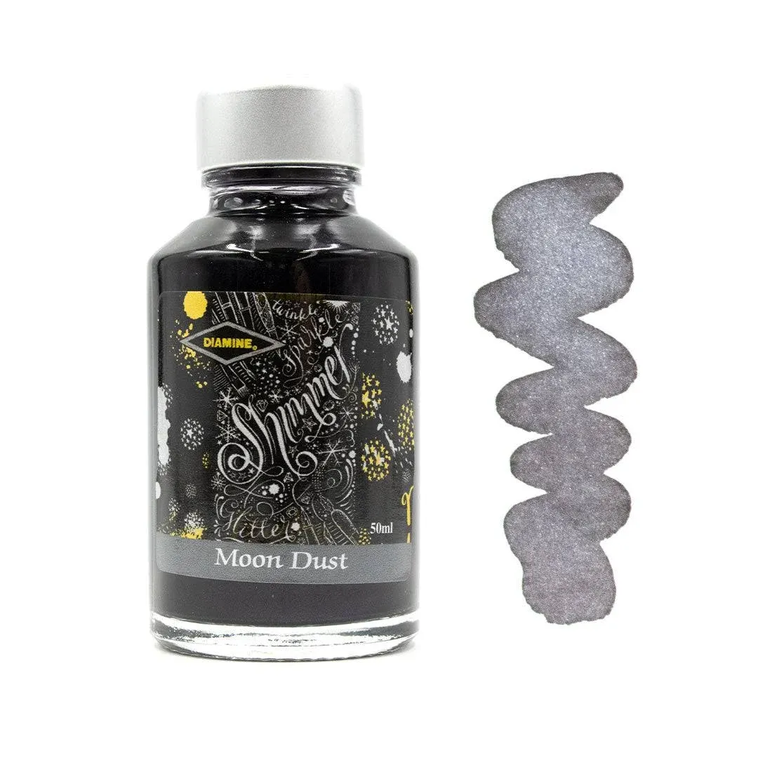 Diamine Shimmer Bottled Ink in Moon Dust (Grey) - 50 mL