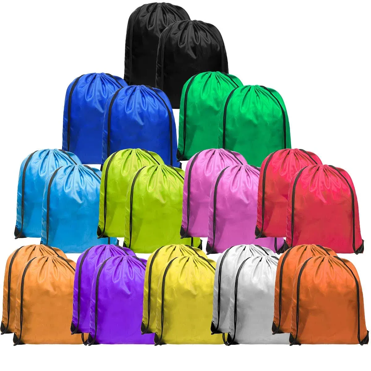 -pack Drawstring Backpack Lightweight Nylon Draw String Bags in 60 Multi-color