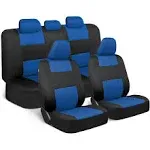 BDK Polypro Car Seat Covers Full Set in Blue On Black – Front and Rear Split Bench Seat Covers, Easy to Install, Car Accessories for Auto Trucks