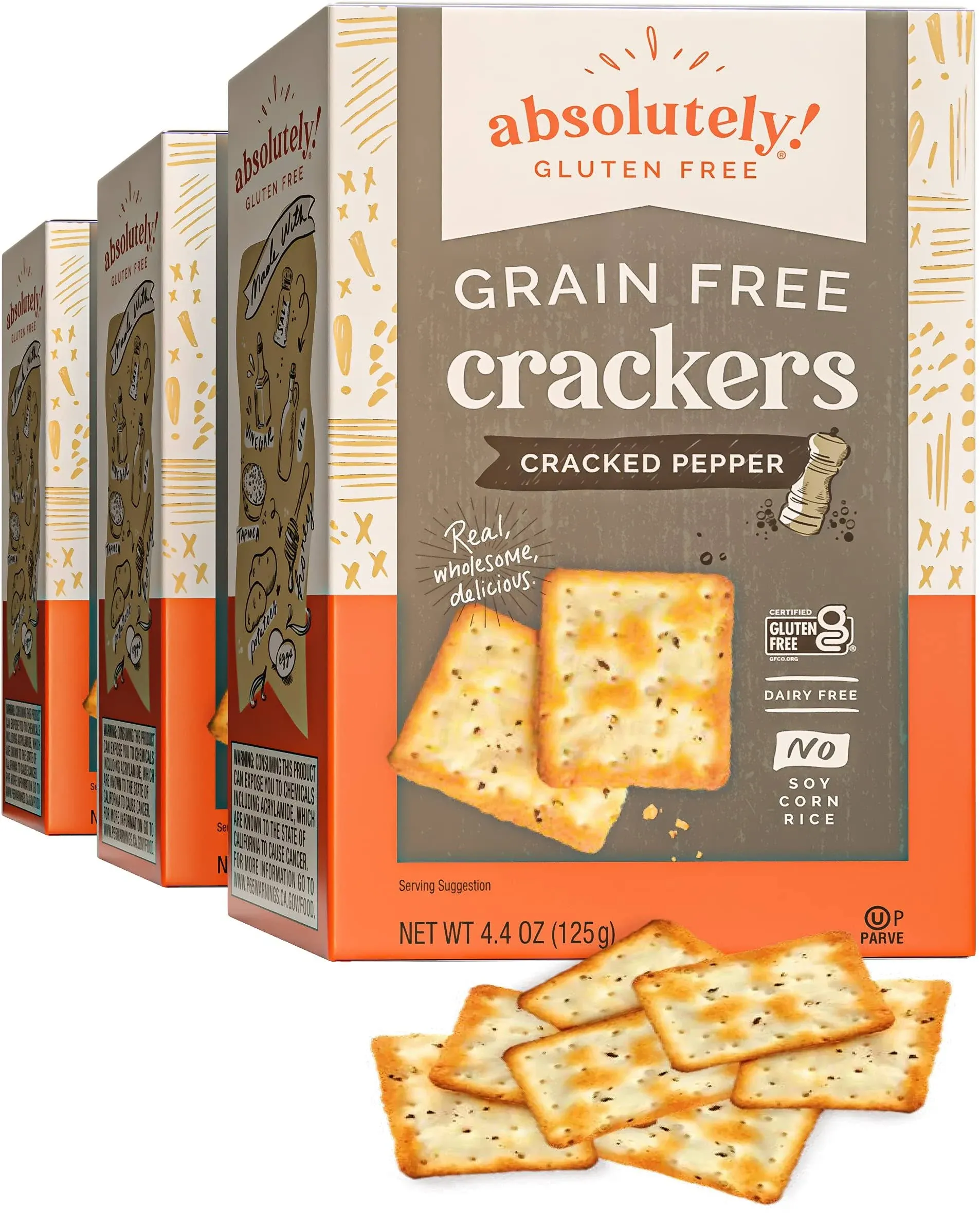 Absolutely Gluten Free Cracked Pepper Crackers, 4.4 Ounce (3-Pack)