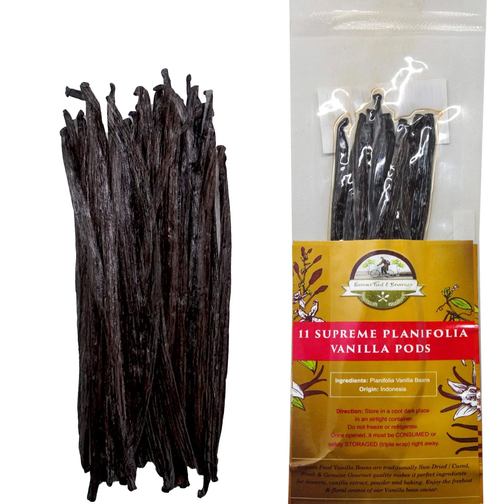 11 Grade A Vanilla Beans - Plump Planifolia Vanilla Beans, Vanilla Beans Grade A, Vanilla Bean, 100% FRESH, Homemade Premium Extract, Vanilla bean for Extract, Vanilla Bean for Ice Cream, Baking