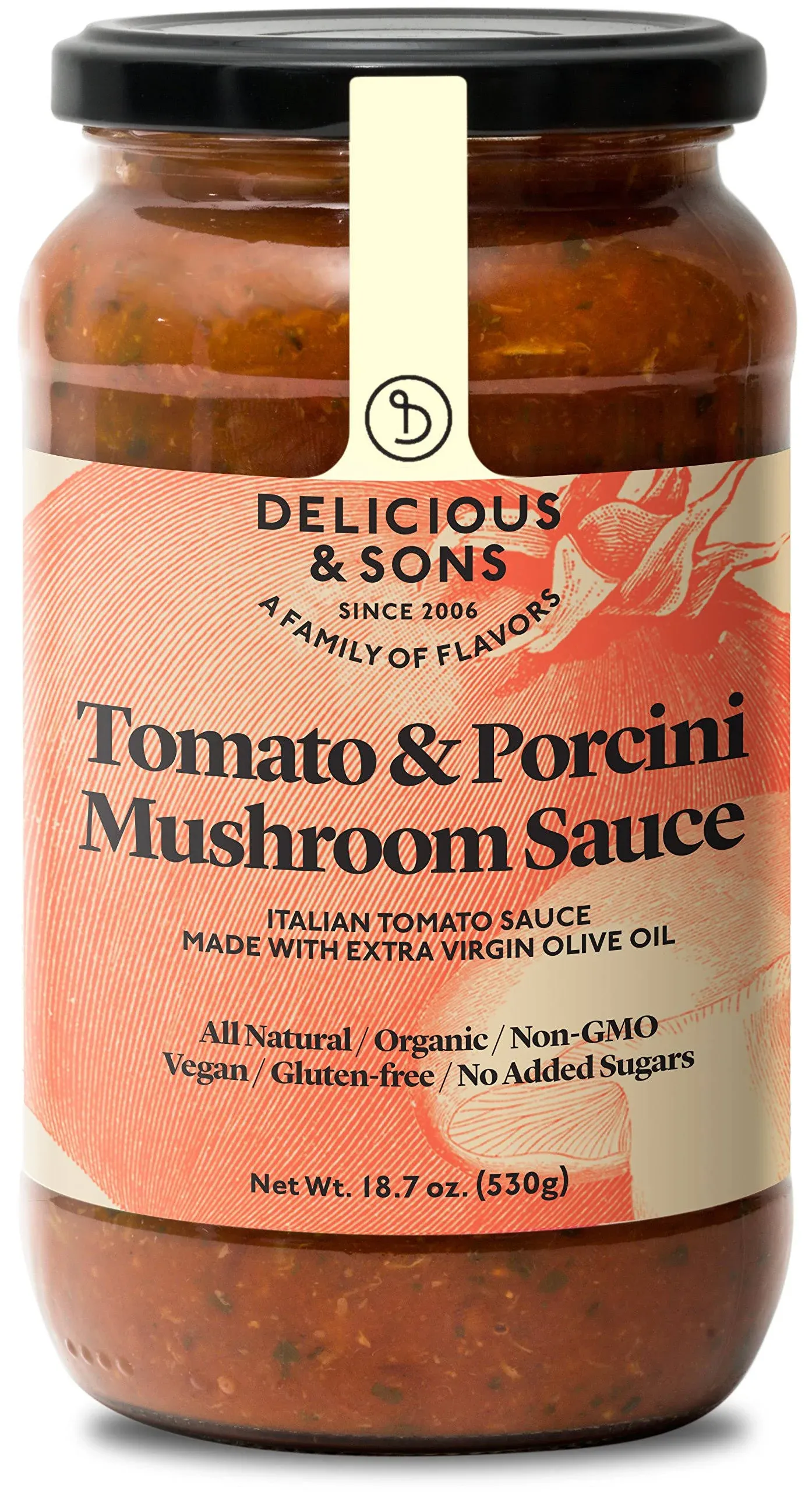 Delicious & Sons Organic Tomato & Porcini Mushroom Sauce 18.70 oz.