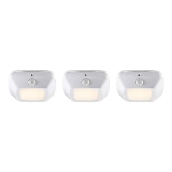 3 in. Square White LED Battery Operated Puck Light with Motion Sensor (3-pack)