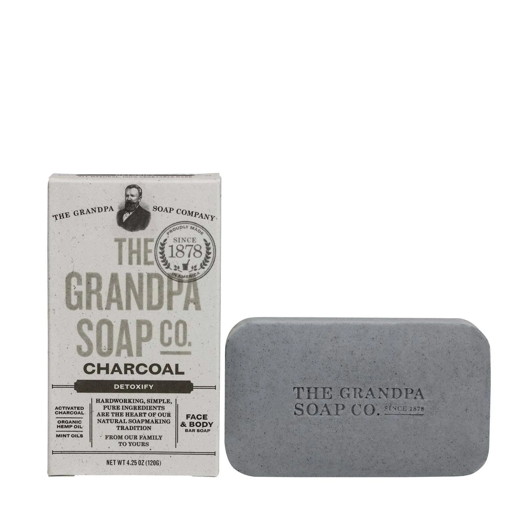 The Grandpa Soap Co Face Body Bar Soap Charcoal 120g