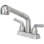 Dual Handle Pull Out Faucet, Stainless Steel Finish, 4 Inch Center Set, Unive...