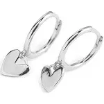 Cute Heart Love Dangle Drop Cartilage Small Huggie Hoop Earrings For Women Minimalist S925 Sterling Silver Charm Dangling Cuff Sleeper Hoops Dainty Hypoallergenic Jewelry Gifts for Her Birthday Valentines Day Xmas