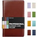 Sooez Leather Professional Business Card Book Holder Organizer, 240 Card Capacity PU Name Card Credit Cards Booklet (Brown)