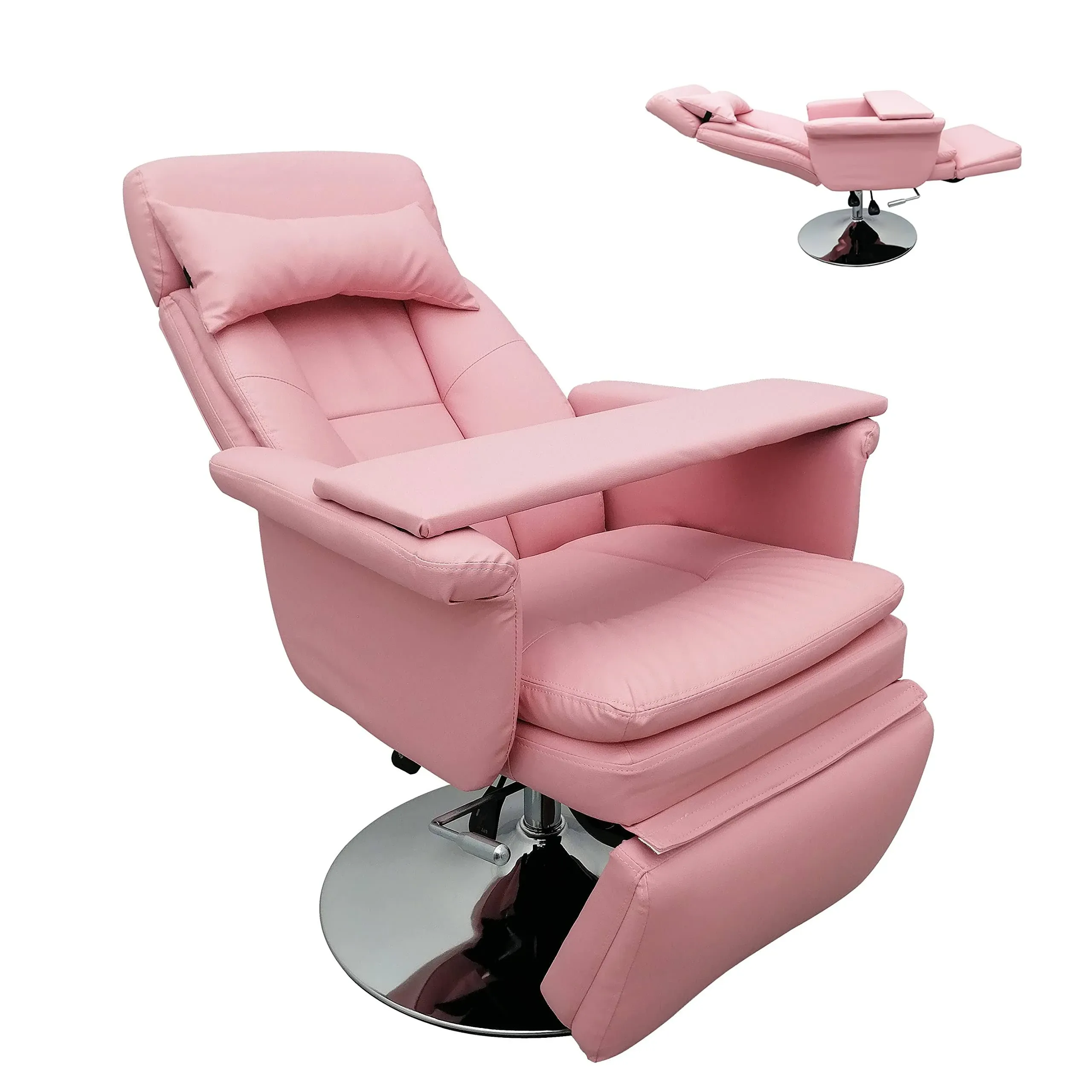 Techtongda Facial Beauty Bed Pink Spa Chair Adjustable Table Salon Bed with Back Adjusted Angle 90-175 Degrees and Air Pressure Lifting for