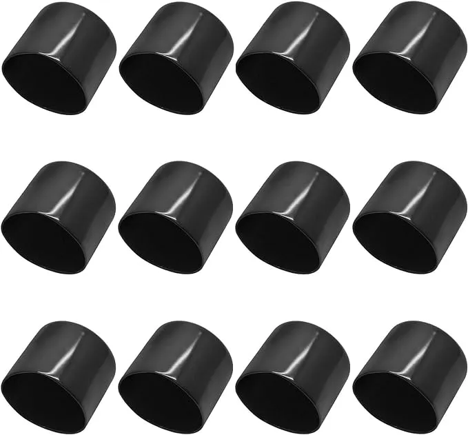 Bonsicoky 12pcs Round Rubber End Caps 2 inch (50mm) ID Vinyl Flexible Bolt Chair Foot Covers Screw Thread Chair Leg Protectors F