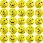 Smile Face Squeeze Balls (24 Pcs Bulk) for Kids and Adults, 2 Inch Mini Yellow Fun Happy Face Stress Anxiety Relief Balls, Hand Therapy Sensory Fidget Toy, Classrooms, Game Prize, Party Favor Gift