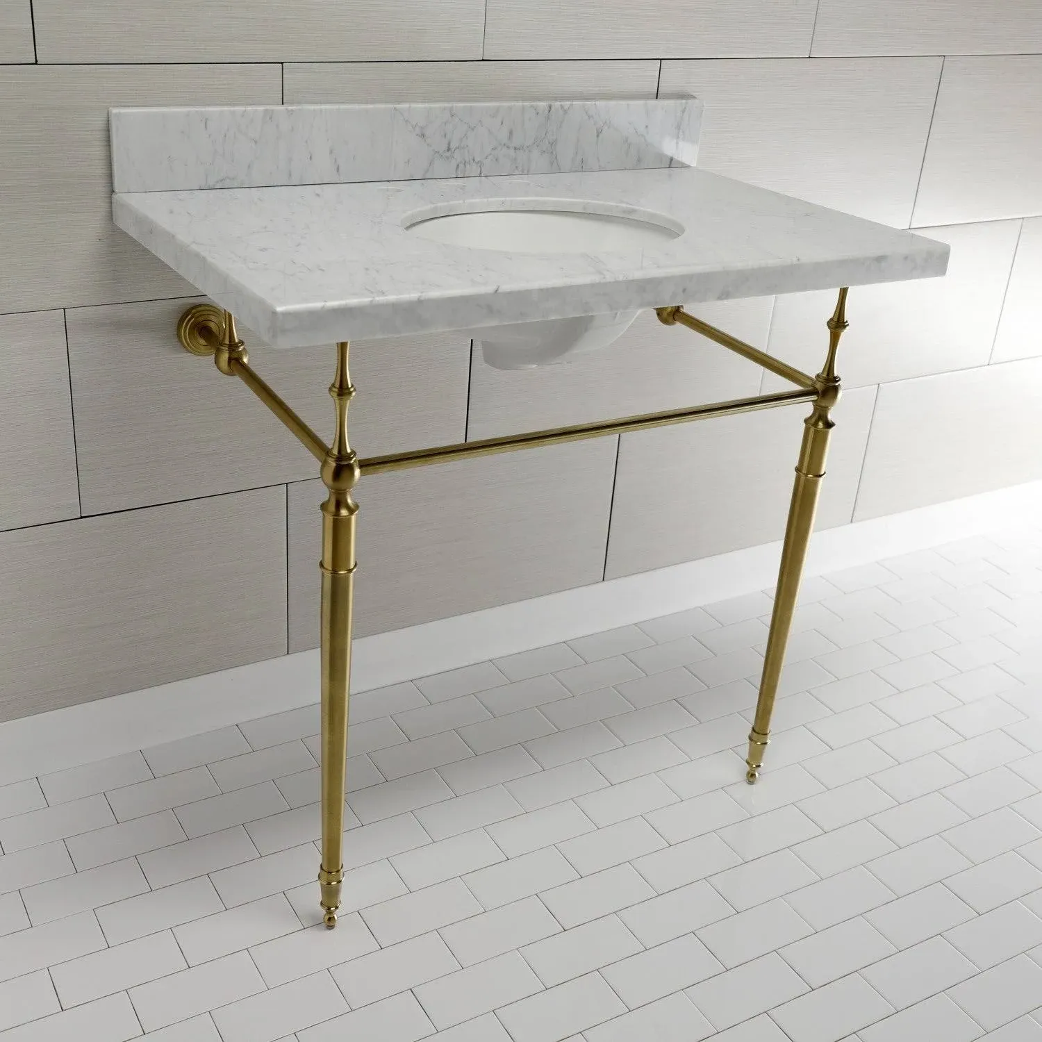 Kingston Brass KVPB3622M87 36 in. Edwardian Console Sink with Brass Legs - 8 in ...