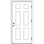 Classic Primed Steel Prehung Front Entry Door Verona Home Design Door Size: 80" H x 36" W x 1.75" D Door Handing: Left Hand/Outswing, Jamb Width: 4.56