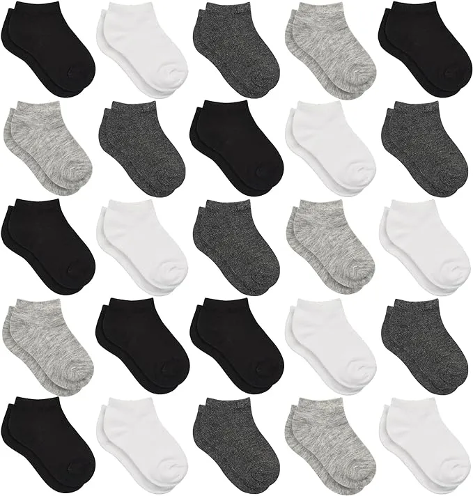 SPTRAMLE Kids Socks, 25 Pairs Toddler Socks Low Cut for Boys Girls Kids(10-14 ...