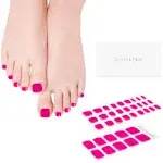 Danni & Toni Semi Cured Gel Toenail Strips (Miss Fairy) Fushcia Gel Toenail Stickers Solid Color Glaze Toenail Wraps 37 Stickers