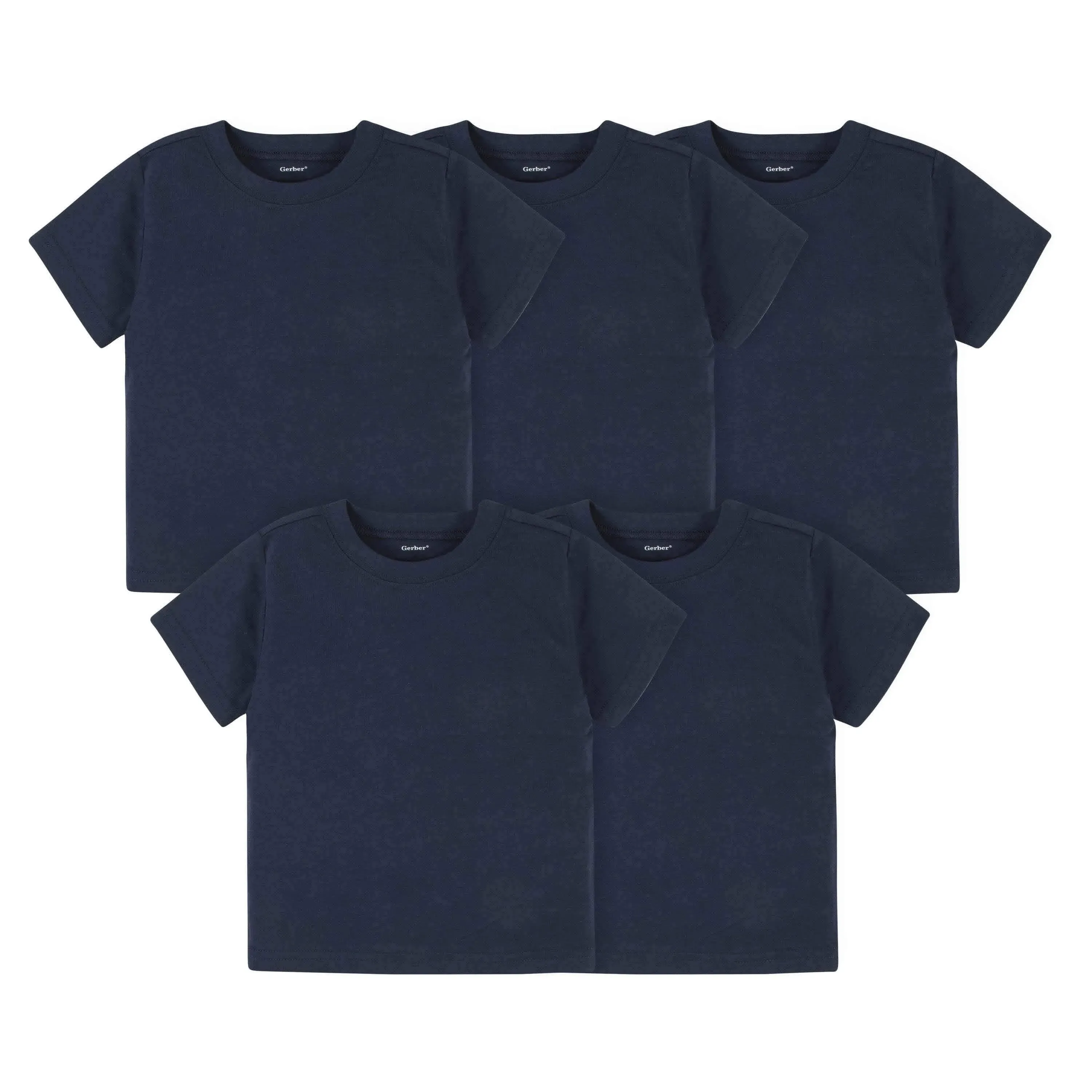 Gerber Baby Toddler 5-Pack Solid Short Sleeve T-shirts Jersey 160 GSM