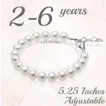 Baby Crystals Delicate Sterling Silver Bracelets for Girls with High End White European Simulated Pearls, Elegant Girls Jewelry, Pearl Bracelet for