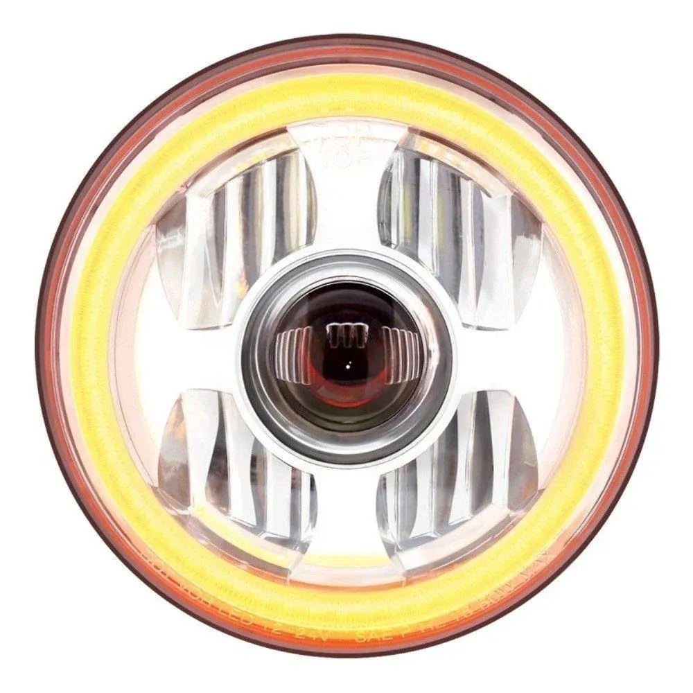 United Pacific 7" High Power LED Projection Headlight with Dual Function LED Halo Ring