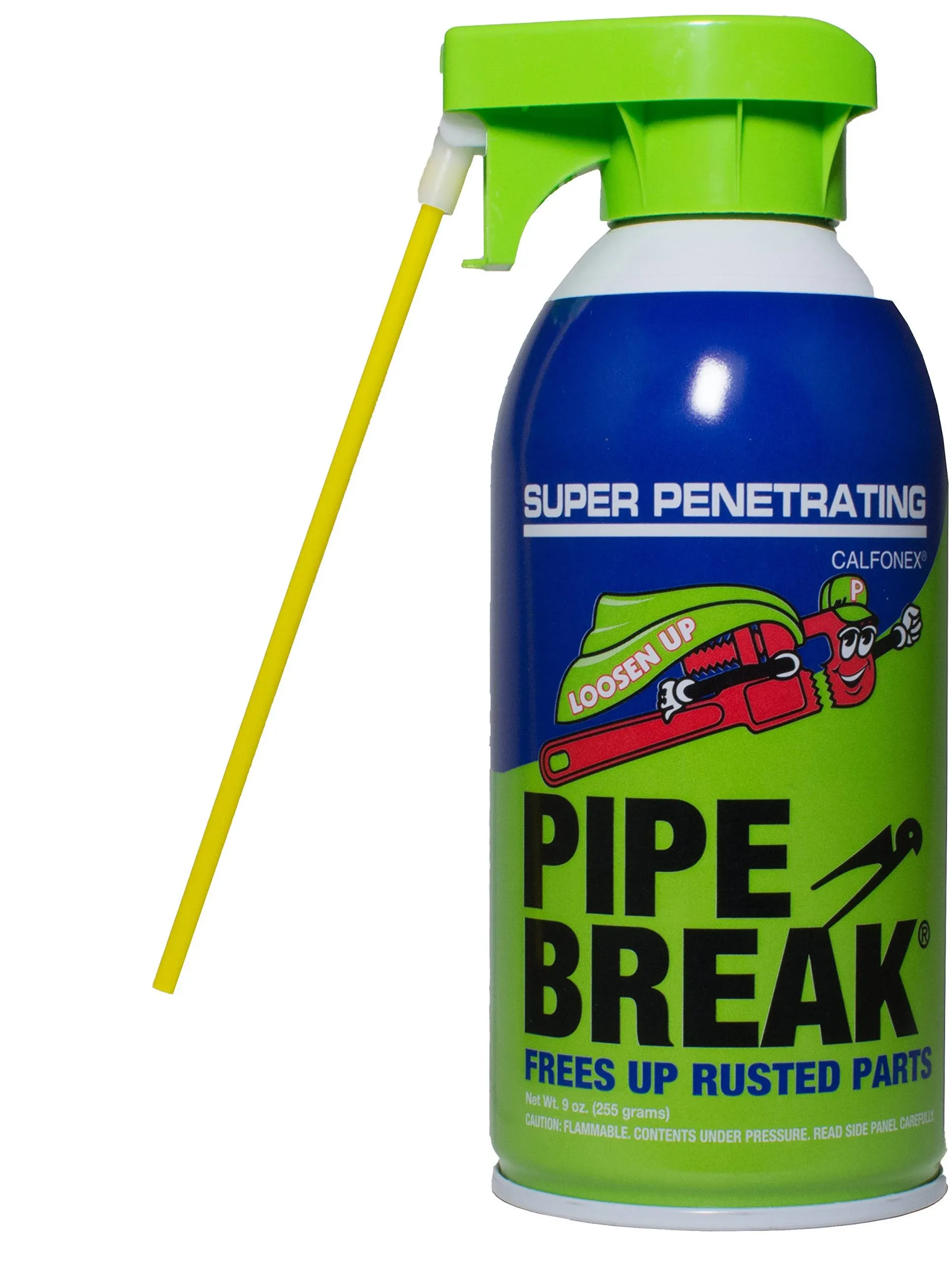 Pipe Break 9 oz. Penetrating Oil in Single Aerosol Spray Can with Attached Straw for Pinpoint Spray or Switch to Wide Stream Spray Penetrant for Rust - Low Odor - Free Rusted Nuts and Fasteners