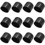 Bonsicoky 12pcs Round Rubber End Caps 2 inch (50mm) ID Vinyl Flexible Bolt Chair Foot Covers Screw Thread Chair Leg Protectors F