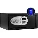 Safe Box with Sensor Light,Money Safe Box with Key &amp; Digital Lock for Home. Secu