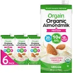 Orgain Organic Vegan Protein Almond Milk Unsweetened Vanilla - 10g Plant Base...