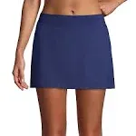 Women's Long Torso Tummy Control Swim Skirt - Lands' End - Blue - 18