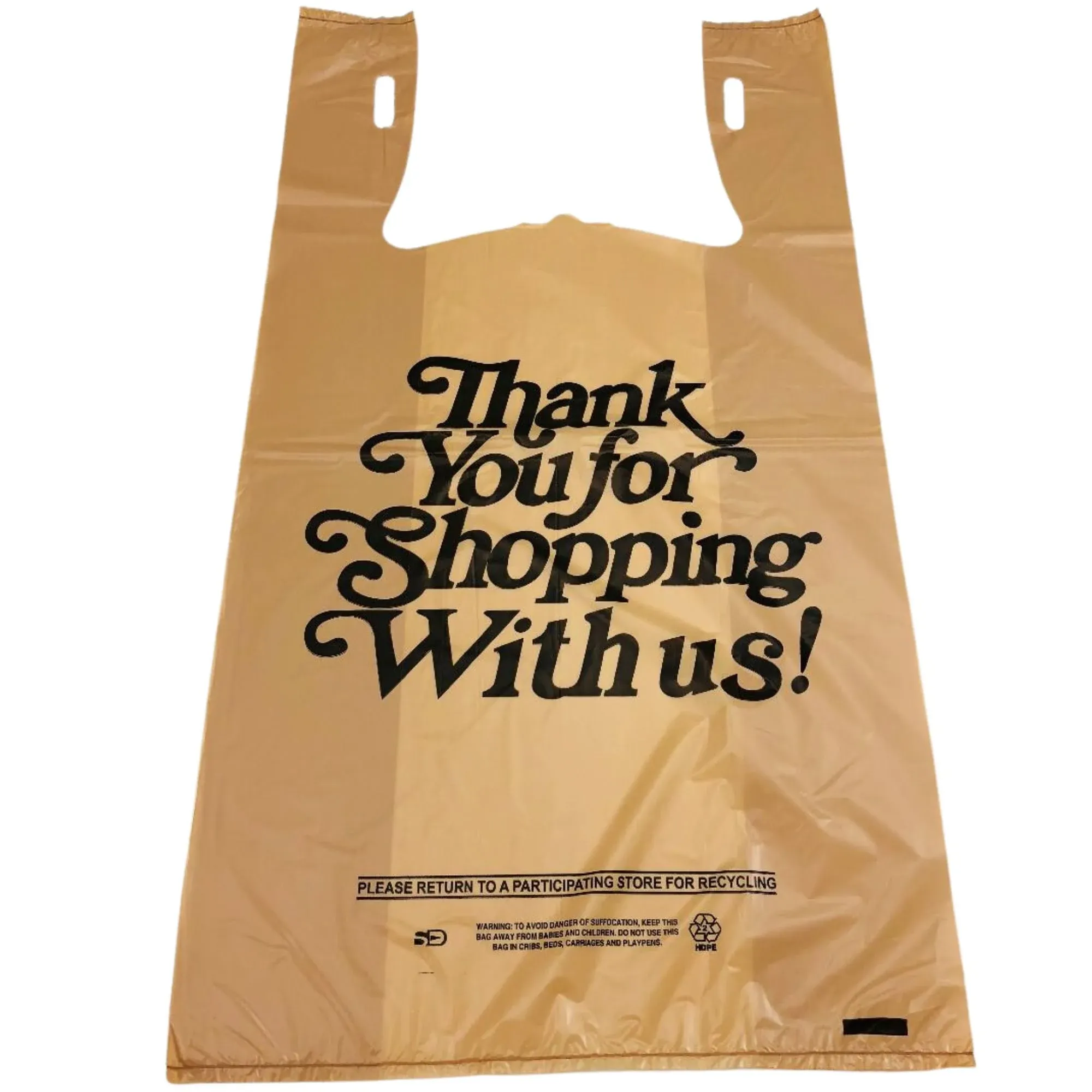 Easy Open Heavy Duty &#039;Thank You&#039; Italic Print T-Shirt Plastic Bag for Retail,...