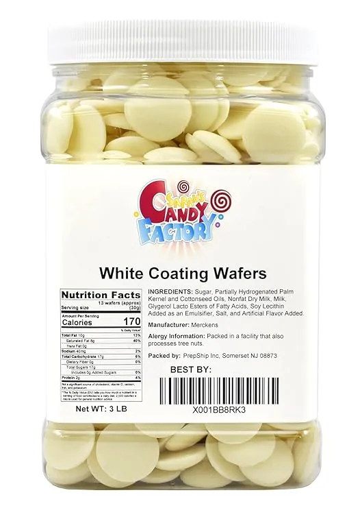 "Sarah's Candy Factory Coating Melting Wafers White Chocolate in Jar, 3 Lbs"