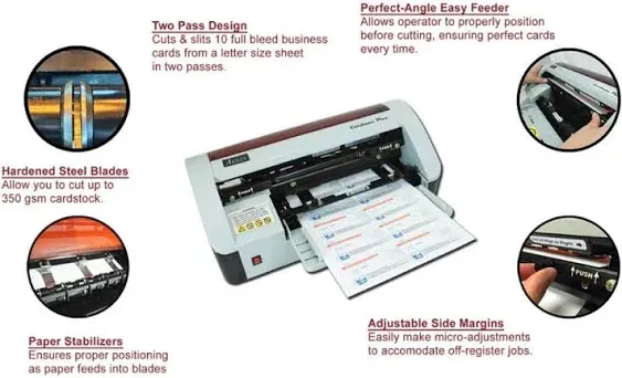 Akiles ACMP Model CardMac Plus Electric and Manual Business Card Slitter, 350 GSM Max Slitting Capacity, 10 Cards Per Sheet, 30+ Cards Per Min Speed