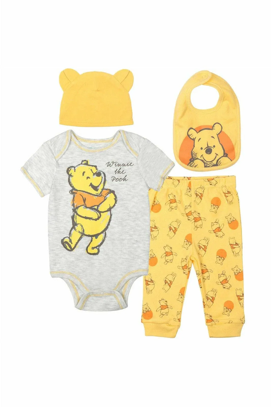 Disney Winnie The Pooh Infant Baby Boys Girls Layette Set: Bodysuit Pants Bib Hat 24 Months